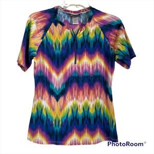 Tommy Bahama quarter zip rash guard multi color size Medium